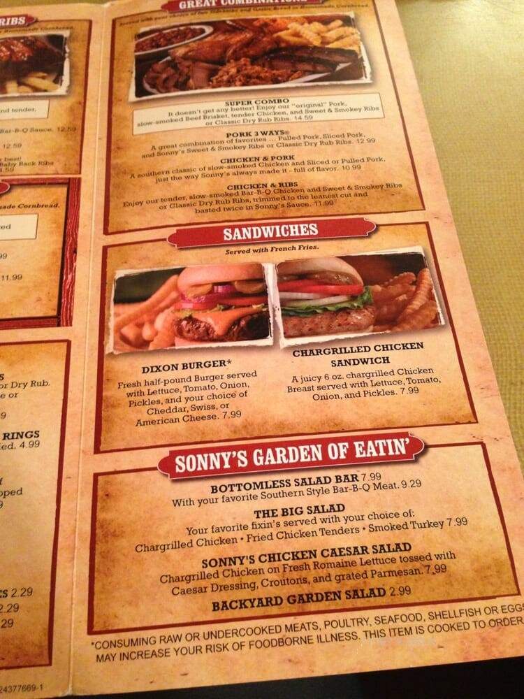 Sonny's Real Pit Bar-B-Q - Orange Park, FL menu_pic