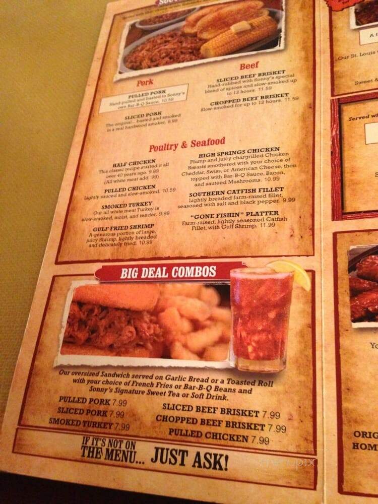Sonny's Real Pit Bar-B-Q - Orange Park, FL menu_pic