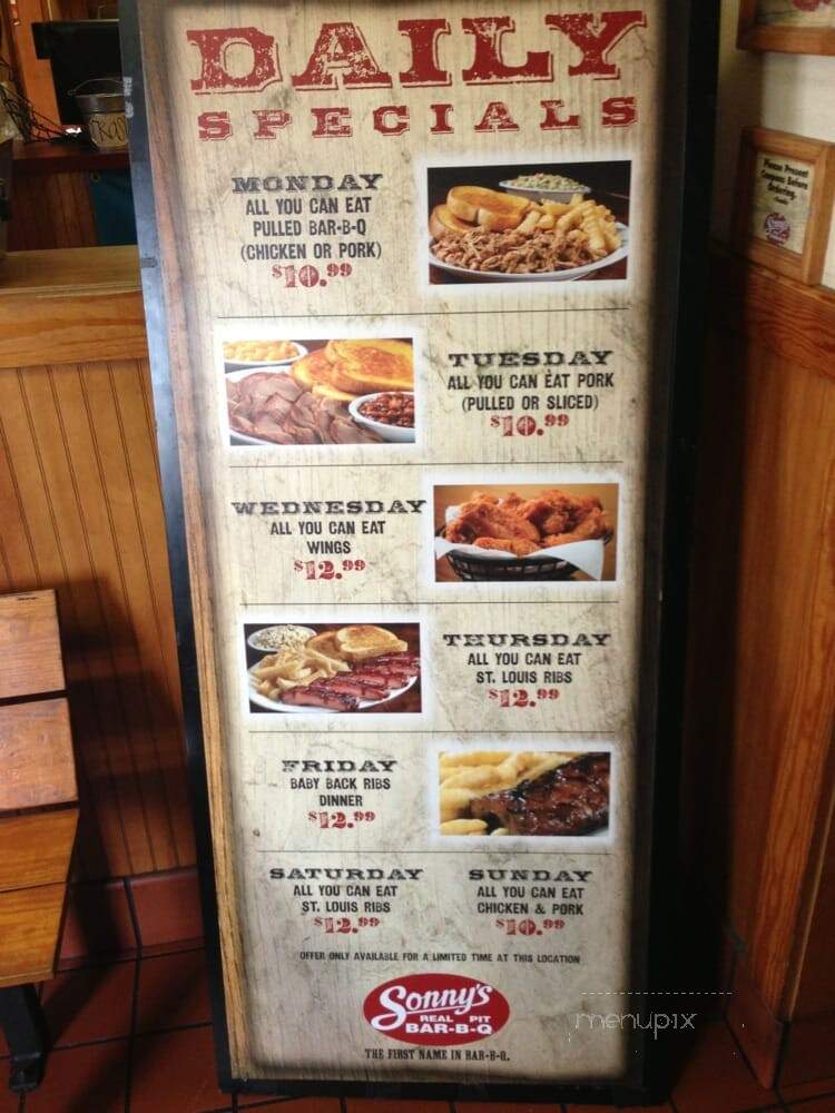 Sonny's Real Pit Bar-B-Q - Orange Park, FL menu_pic