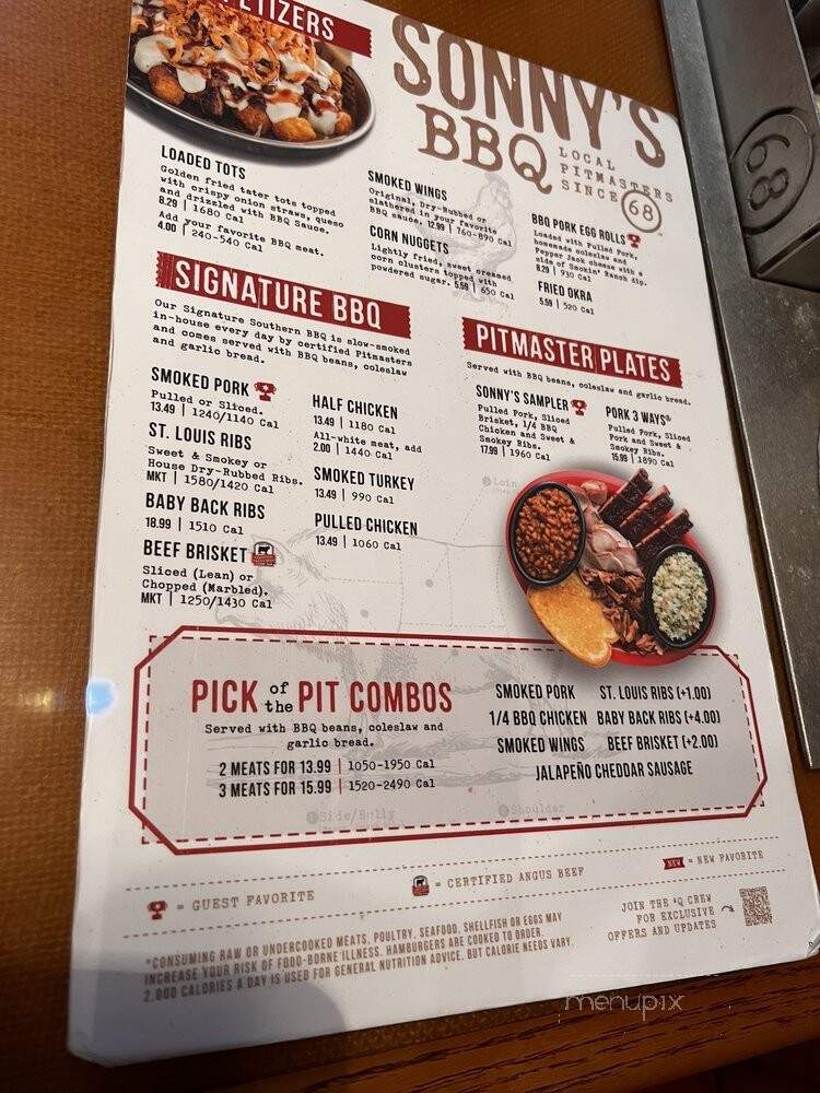 Sonny's Real Pit Bar-B-Q - Palatka, FL menu_pic