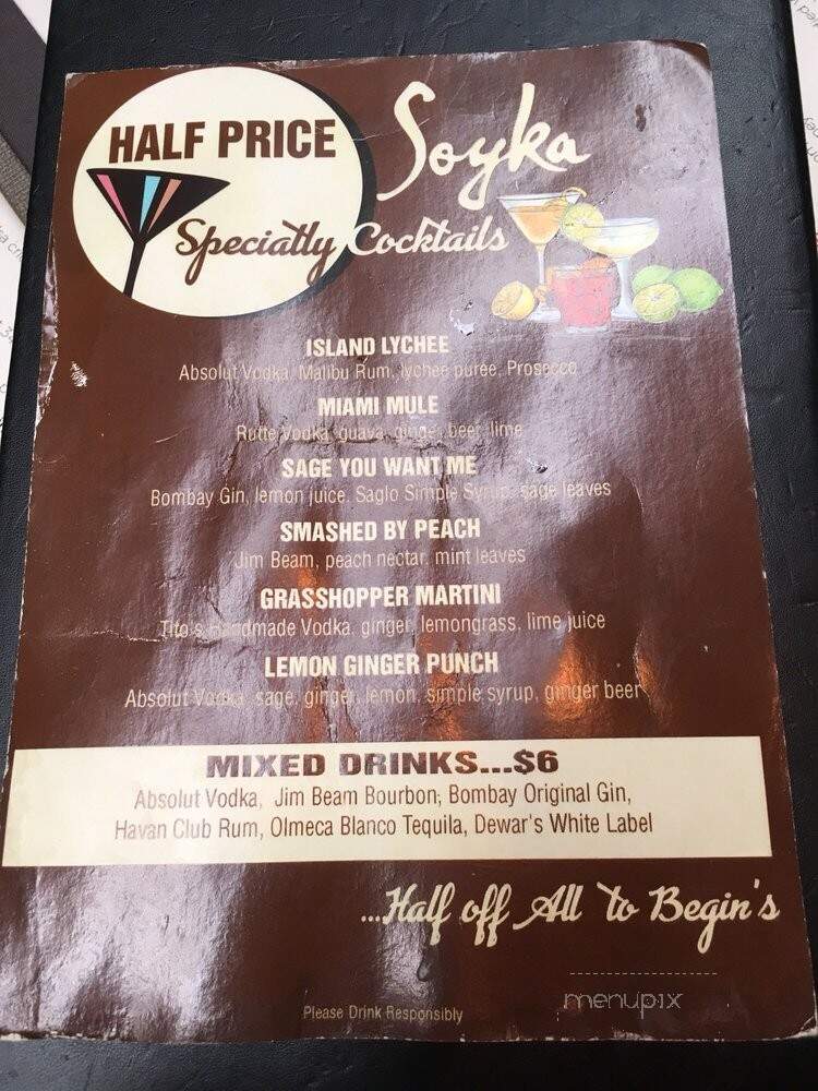 Soyka's Restaurant Cafe & Bar - Miami, FL menu_pic