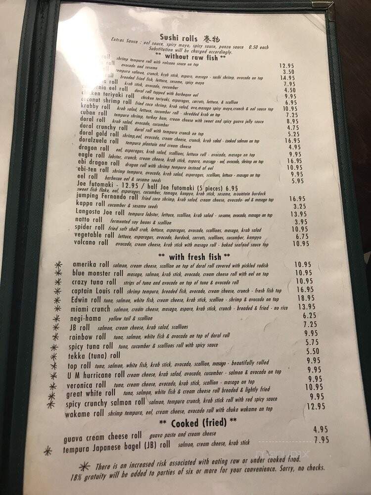 Sushi Joe - Doral, FL menu_pic