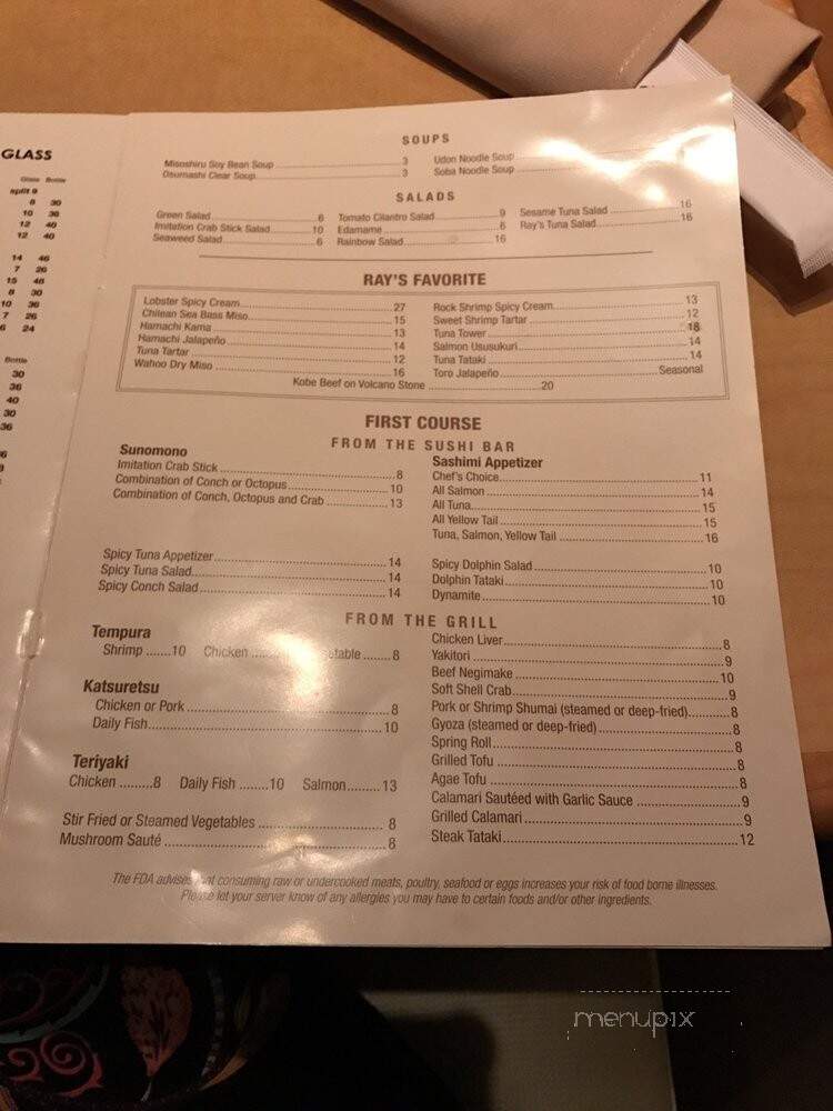 Sushi Ray Japanese Restaurant - Boca Raton, FL menu_pic