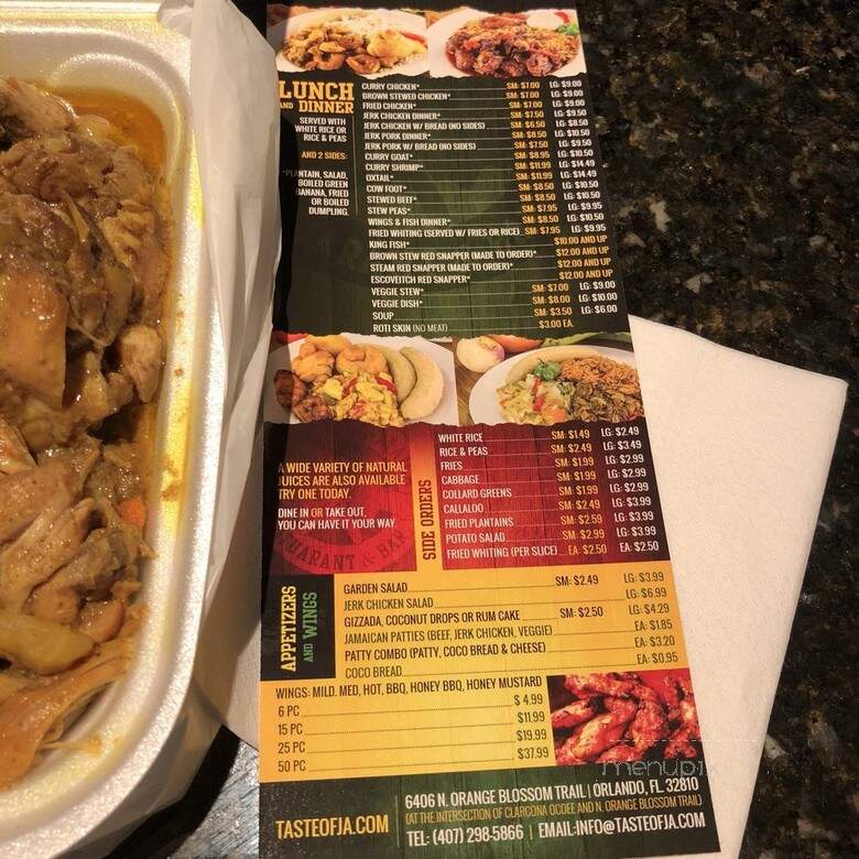 Taste Of Jamaica Restaurant - Orlando, FL menu_pic