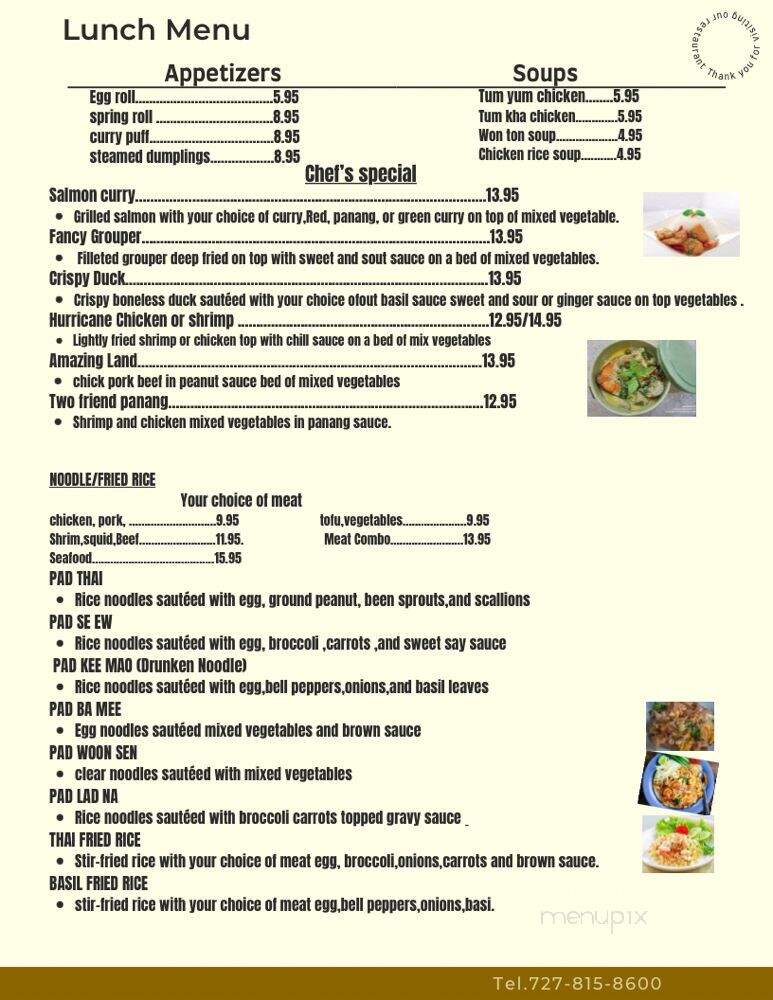 Thai Bistro - New Port Richey, FL menu_pic