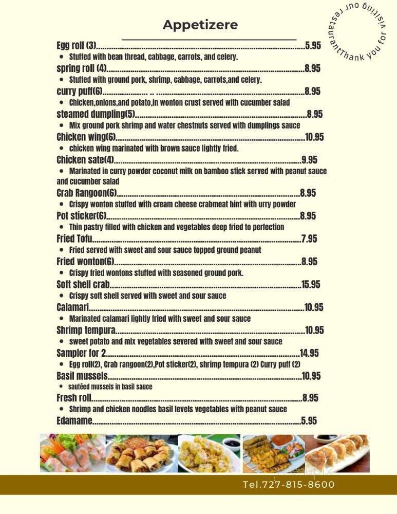 Thai Bistro - New Port Richey, FL menu_pic