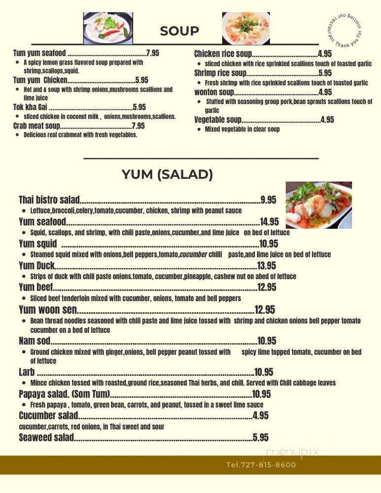 Thai Bistro - New Port Richey, FL menu_pic