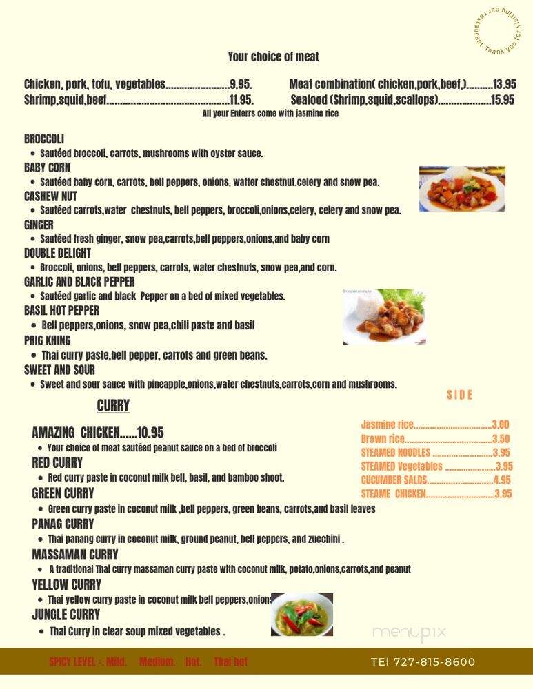 Thai Bistro - New Port Richey, FL menu_pic