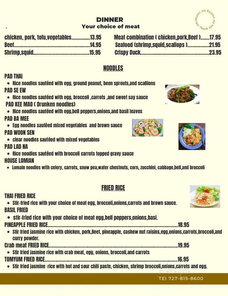 Thai Bistro - New Port Richey, FL menu_pic