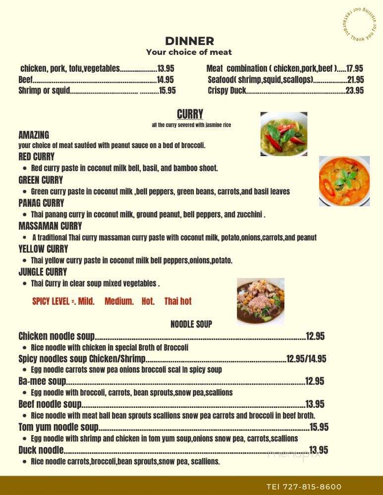 Thai Bistro - New Port Richey, FL menu_pic