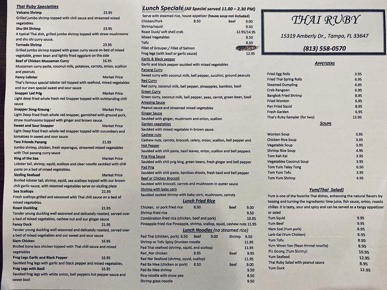 Thai Ruby - Tampa, FL menu_pic