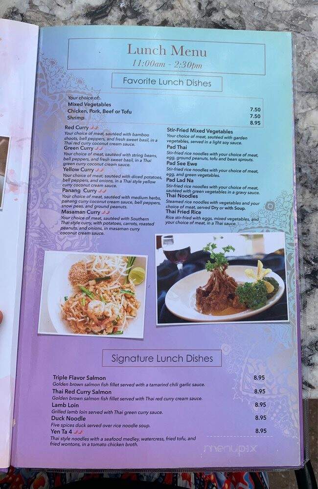 Thai Singha - Orlando, FL menu_pic