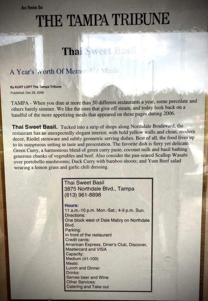 Thai Sweet Basil - Tampa, FL menu_pic