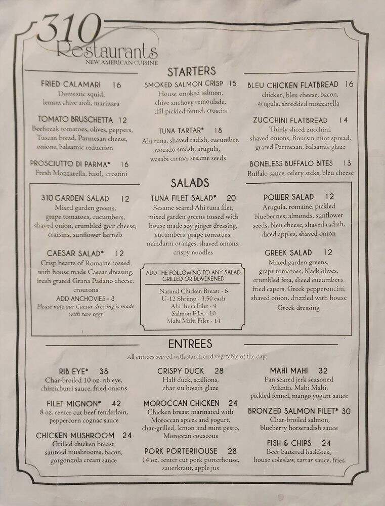 Three Ten Park South - Winter Park, FL menu_pic
