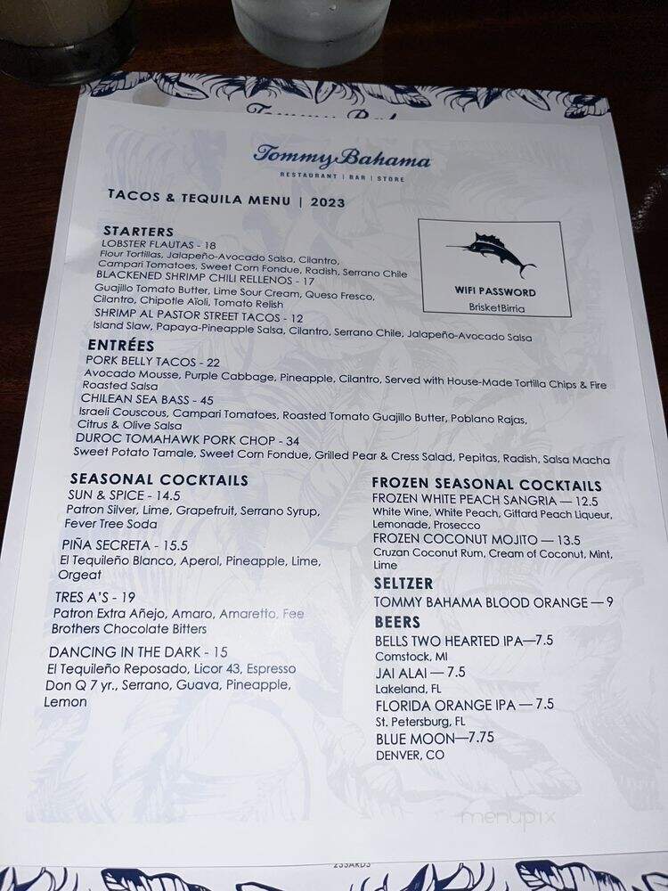 Tommy Bahamas Tropical Cafe - Sarasota, FL menu_pic