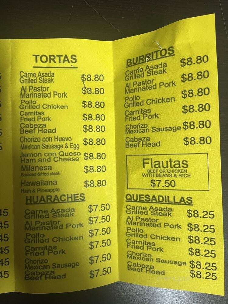 Tortas El Rey - Orlando, FL menu_pic