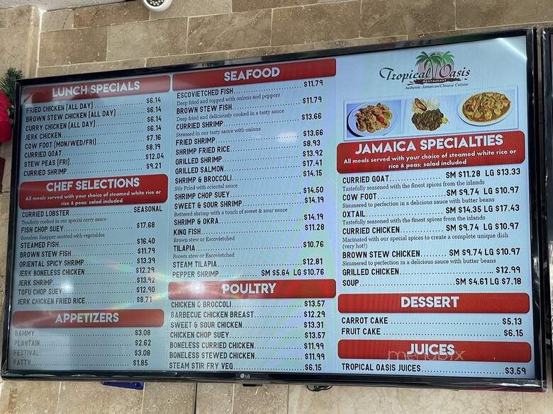 Tropical Oasis Restaurant - Miami, FL menu_pic