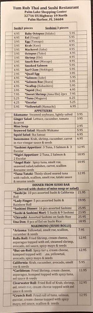 Tum Rub Thai - Palm Harbor, FL menu_pic