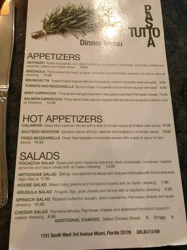 Tutto Pasta - Miami, FL menu_pic
