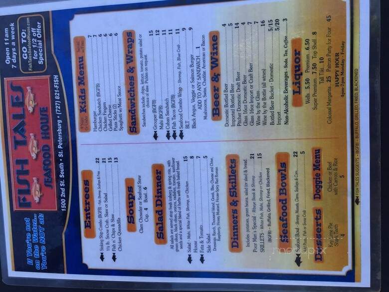 Tyms Seafood Restaurant - St Petersburg, FL menu_pic