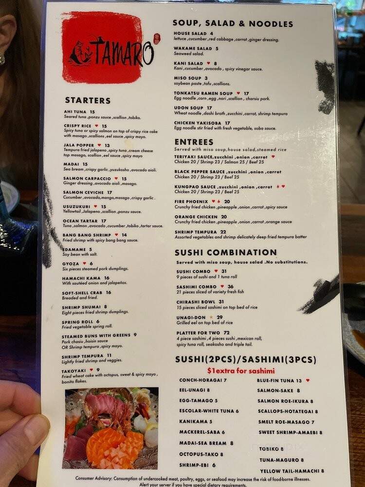 Utamaro Japanese Restaurant - Sarasota, FL menu_pic
