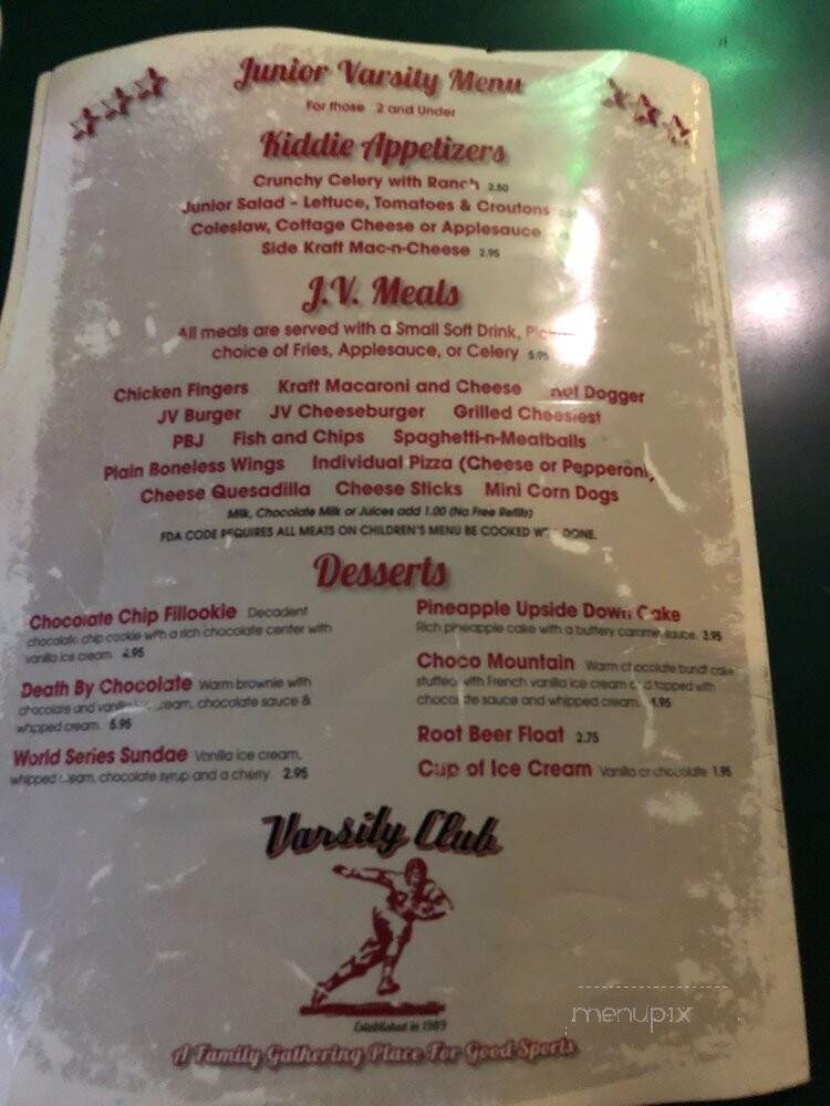 Varsity Club All American Cafe - Clearwater, FL menu_pic