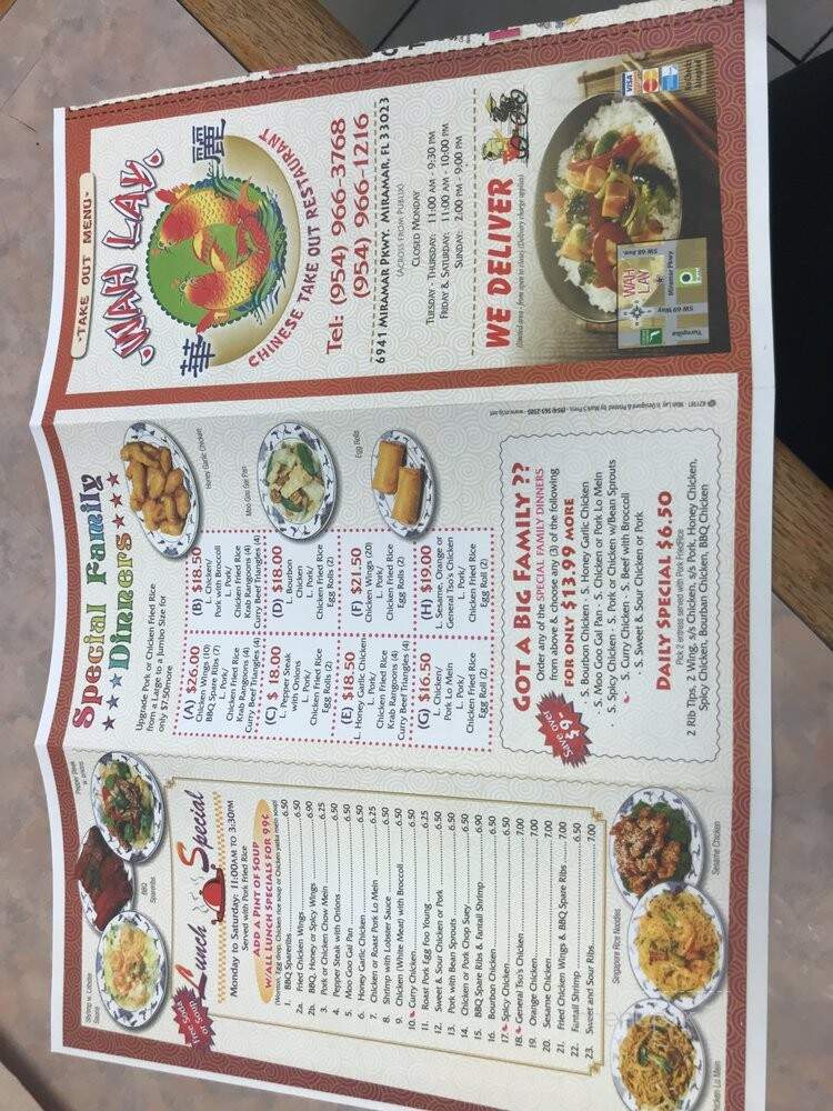 Wah Lay Chinese Restaurant - Miramar, FL menu_pic