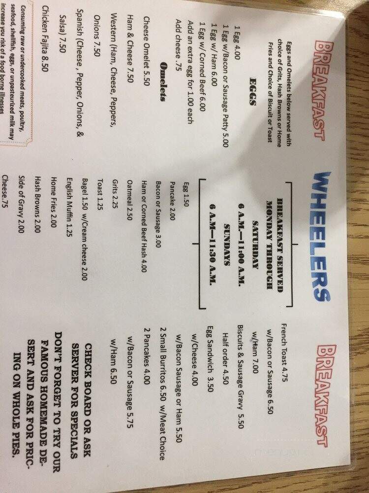 Wheeler's Goody Cafe - Arcadia, FL menu_pic
