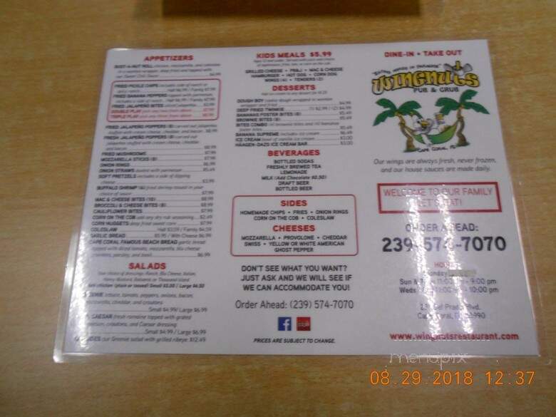 Wingnuts - Cape Coral, FL menu_pic