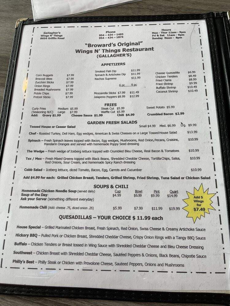 Wings 'n Things Restaurant - Cooper City, FL menu_pic