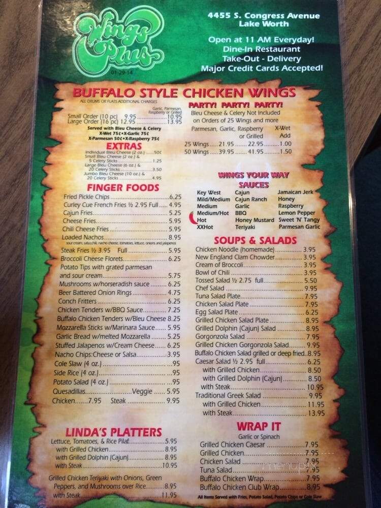 Wings Plus - Lake Worth, FL menu_pic