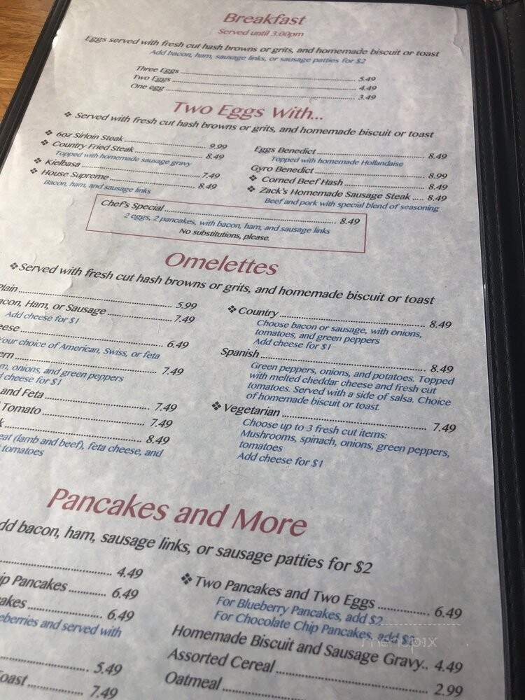 Zachary's Family Restaurant - Cape Canaveral, FL menu_pic