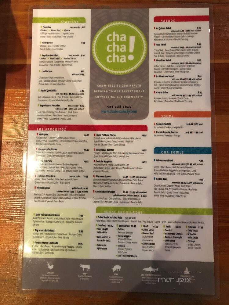 Cha Cha Cha - Portland, OR menu_pic
