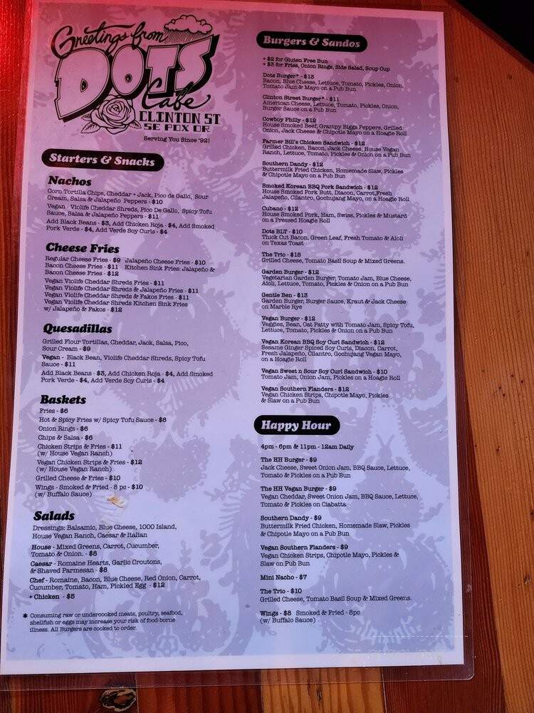 Dots Cafe - Portland, OR menu_pic