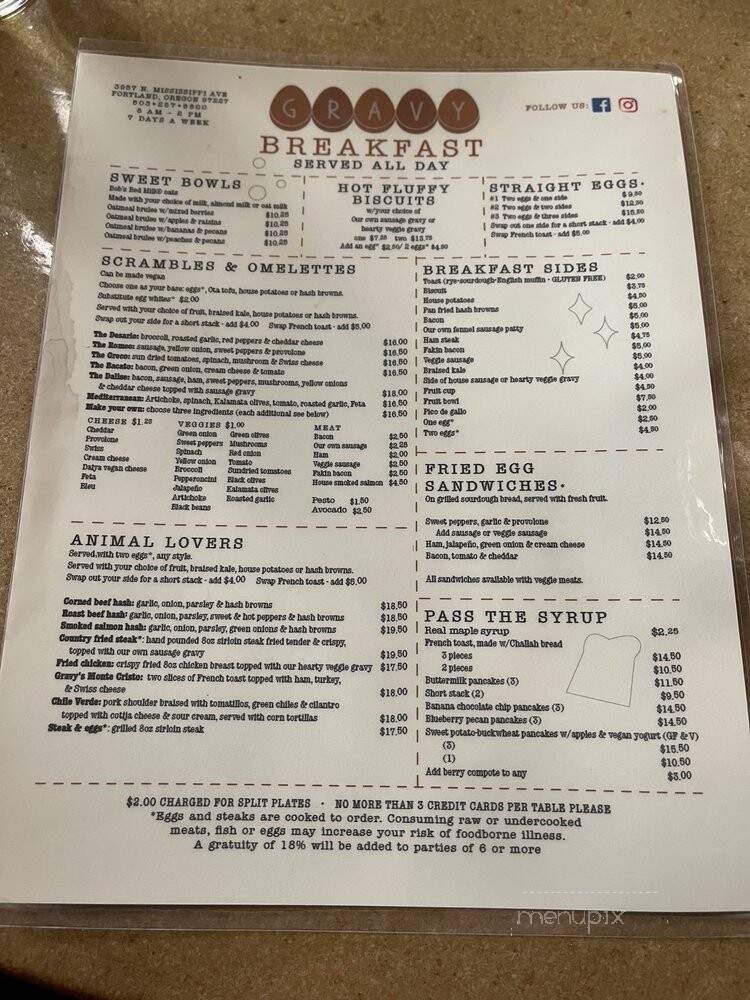 Gravy - Portland, OR menu_pic