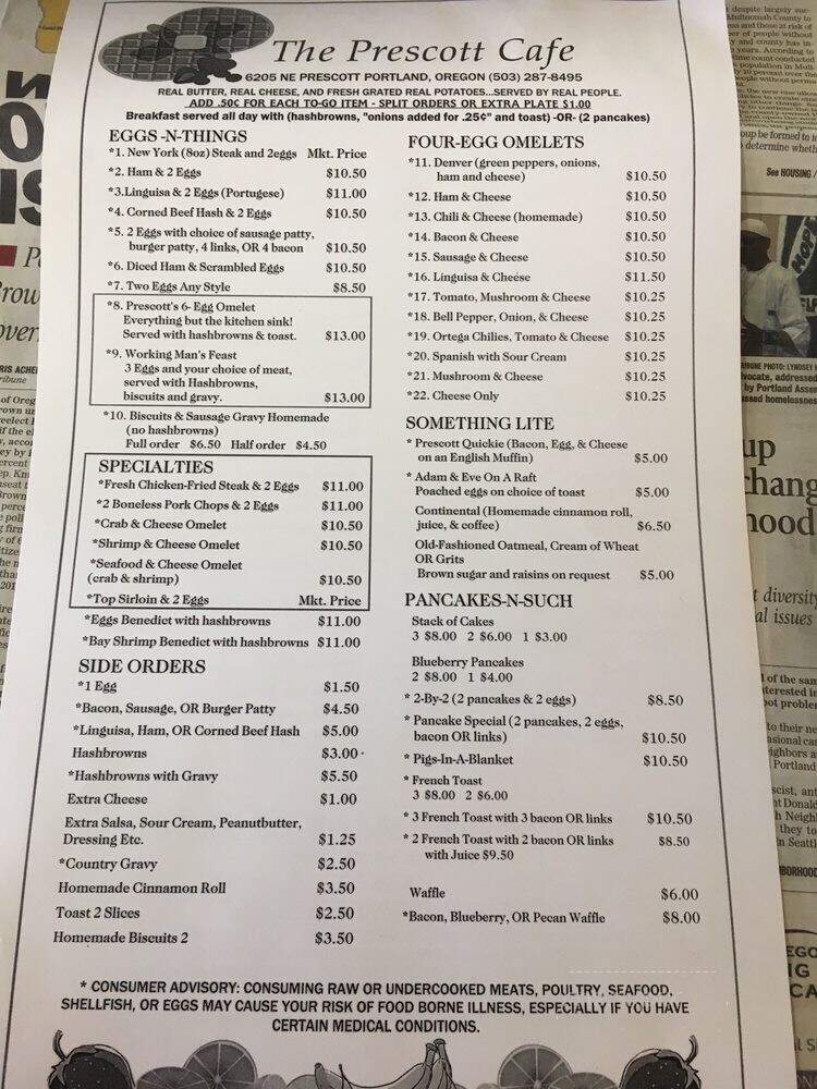 Prescott Cafe - Portland, OR menu_pic