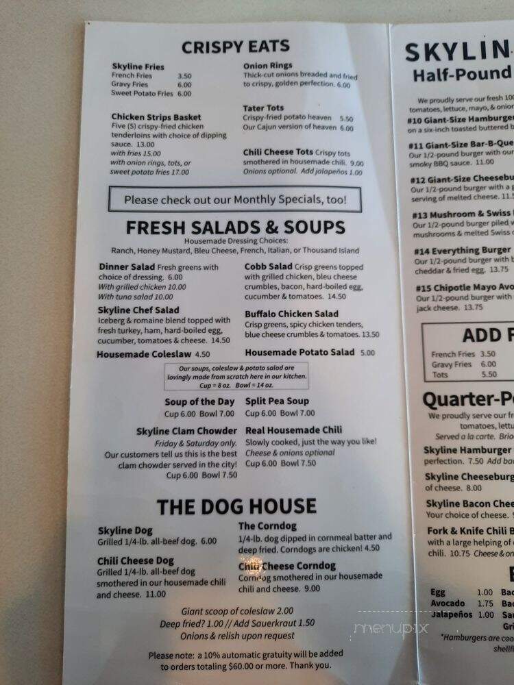 Skyline Restaurant - Portland, OR menu_pic
