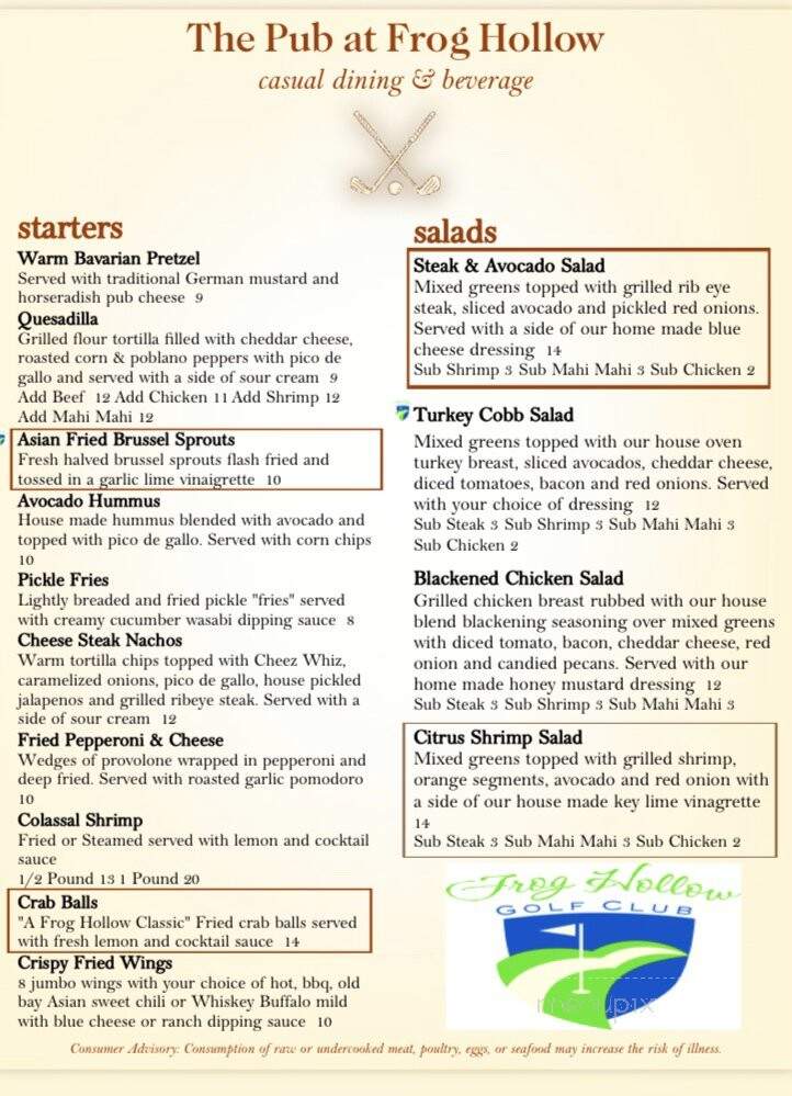 Pub Restaurant At Frog Hollow - Middletown, DE menu_pic