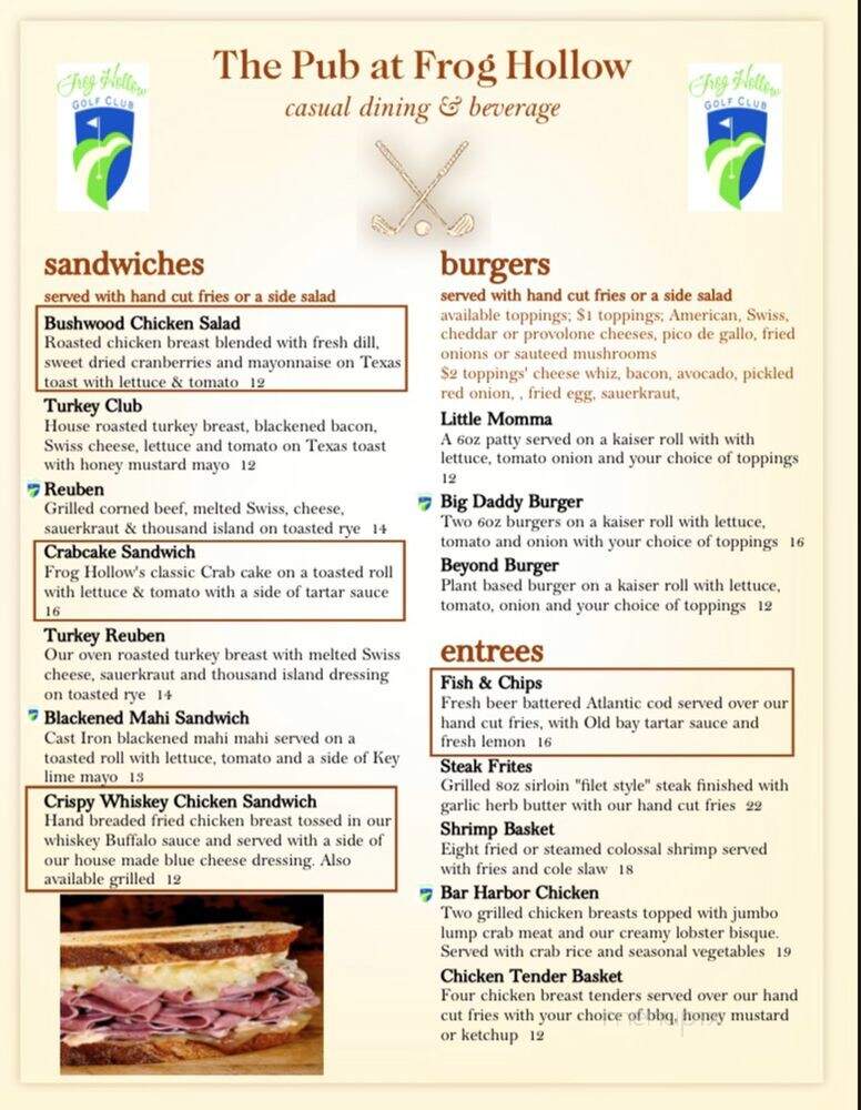 Pub Restaurant At Frog Hollow - Middletown, DE menu_pic