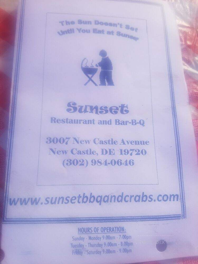 Sunset Restaurant & Barbeque - New Castle, DE menu_pic