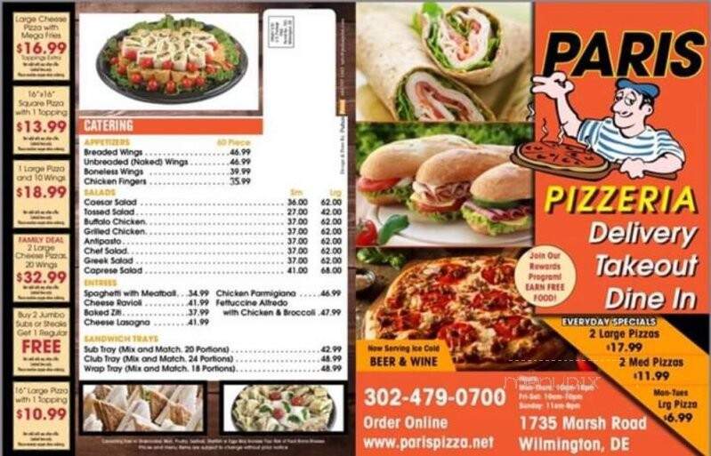 Paris Pizza - Wilmington, DE menu_pic
