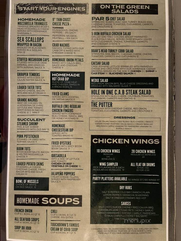 Touchdown Restaurant - Dover, DE menu_pic