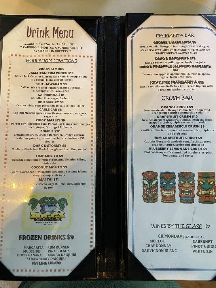 Zogg's - Rehoboth Beach, DE menu_pic