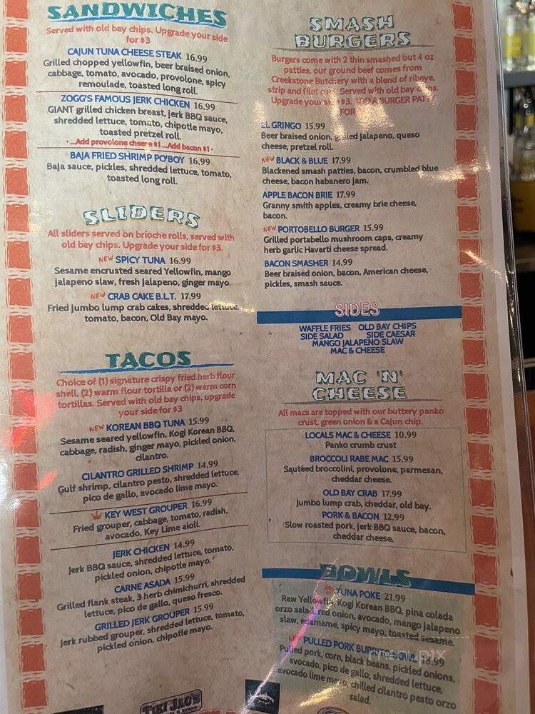 Zogg's - Rehoboth Beach, DE menu_pic