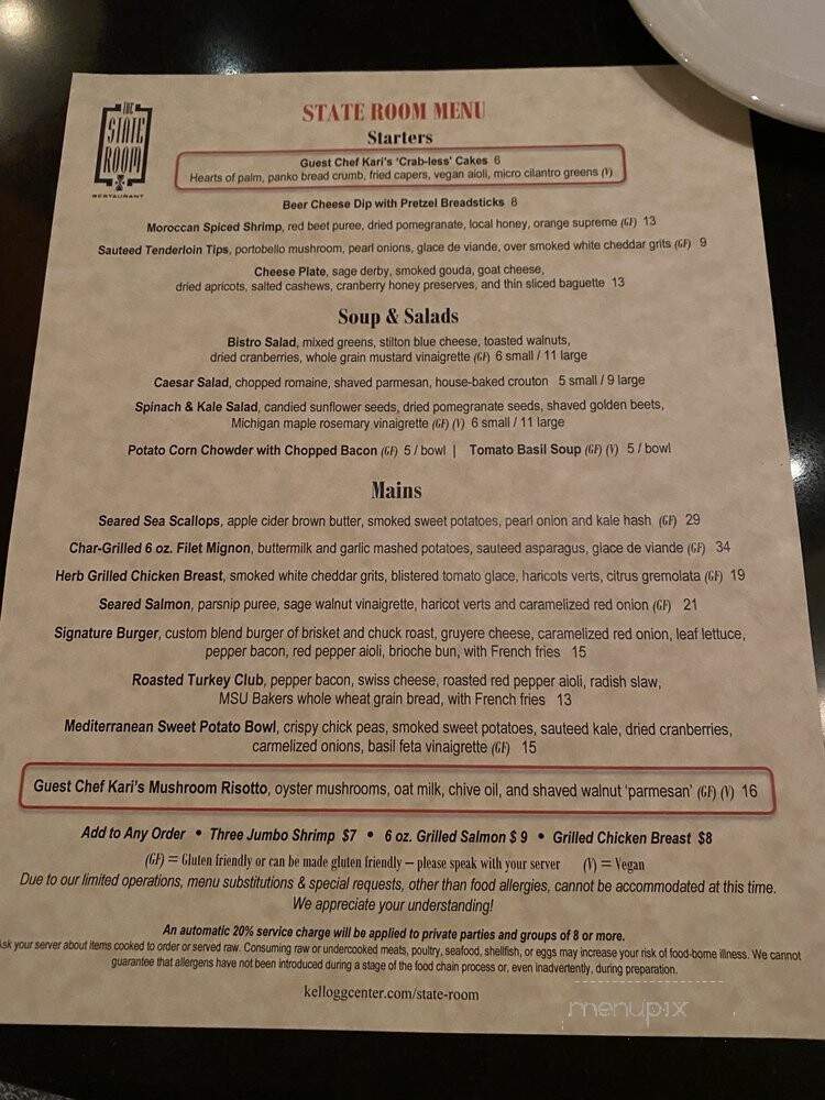 State Room - Houghton Lake, MI menu_pic