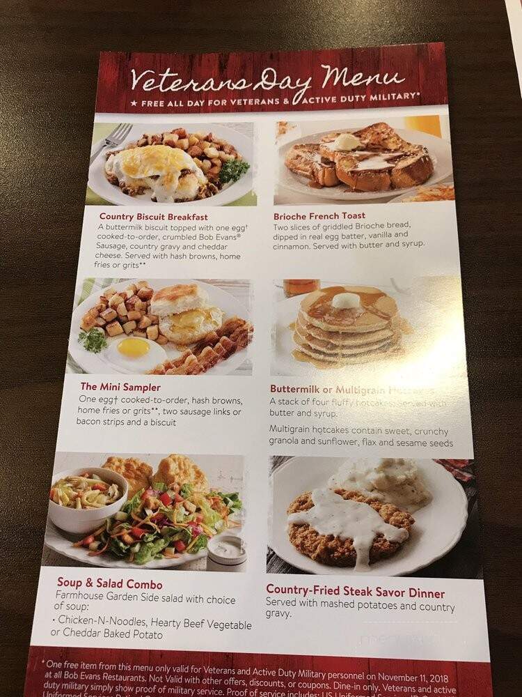 Bob Evans Restaurant - Howell, MI menu_pic