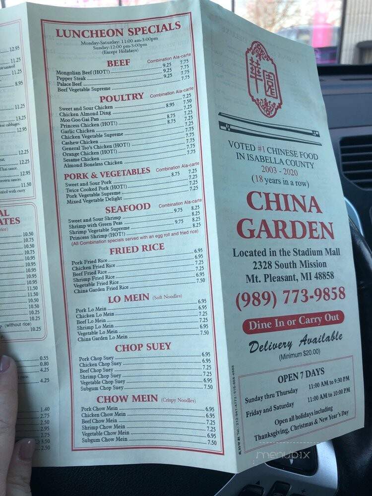 China Garden Restaurant - Mount Pleasant, MI menu_pic