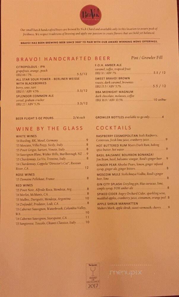 Bravo Restaurant & Cafe - Portage, MI menu_pic