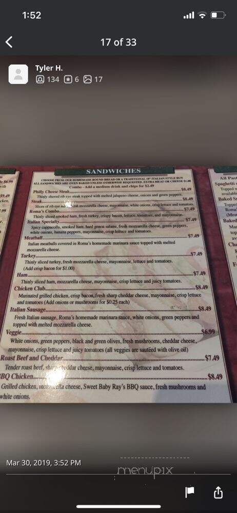 Roma's Pizza - Kalamazoo, MI menu_pic