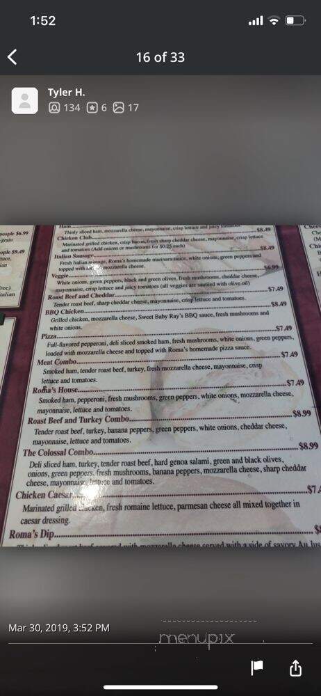 Roma's Pizza - Kalamazoo, MI menu_pic